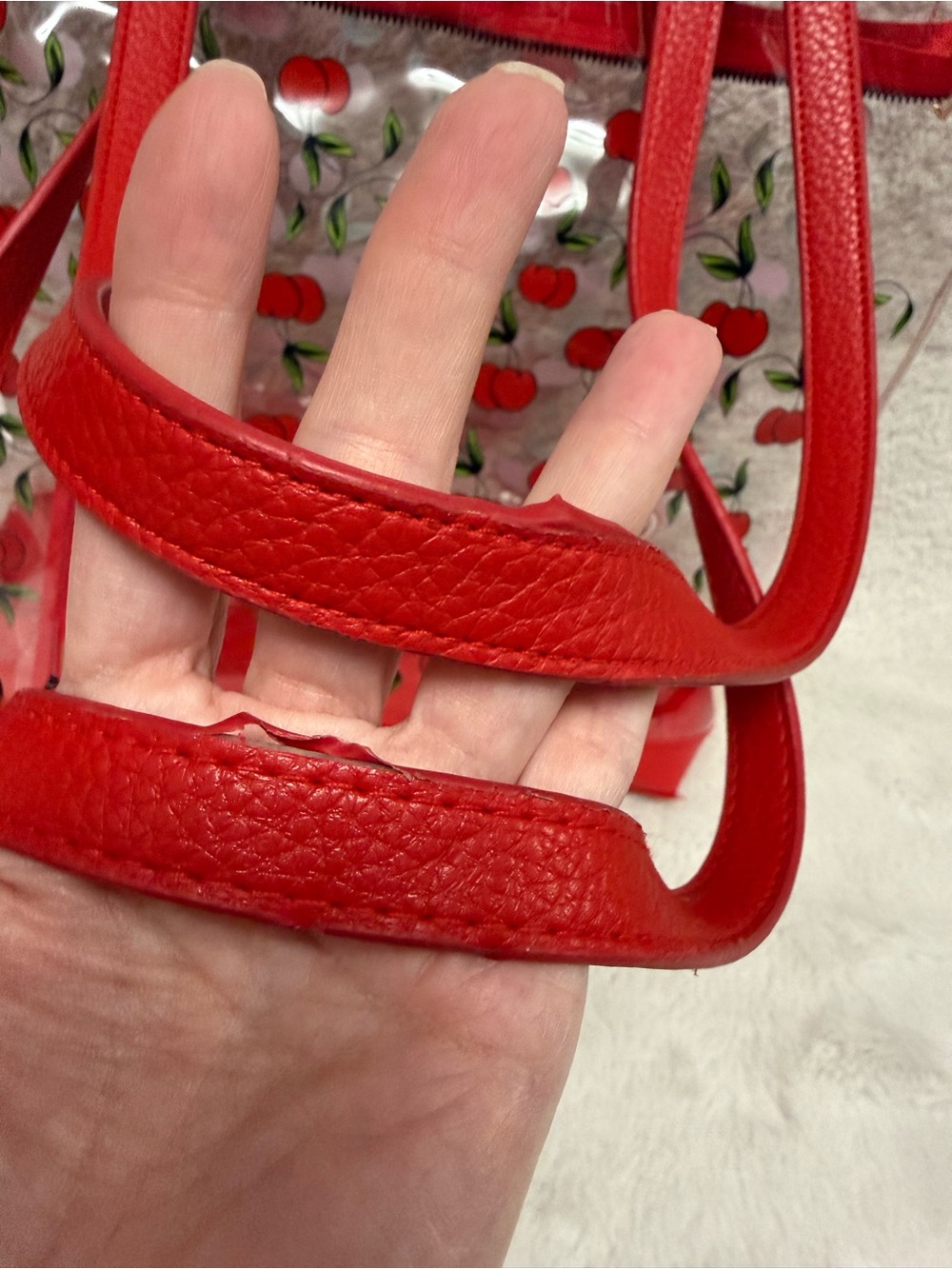 Ed Hardy Clear Cherry Tote with Red Trim - Picture 7 of 7
